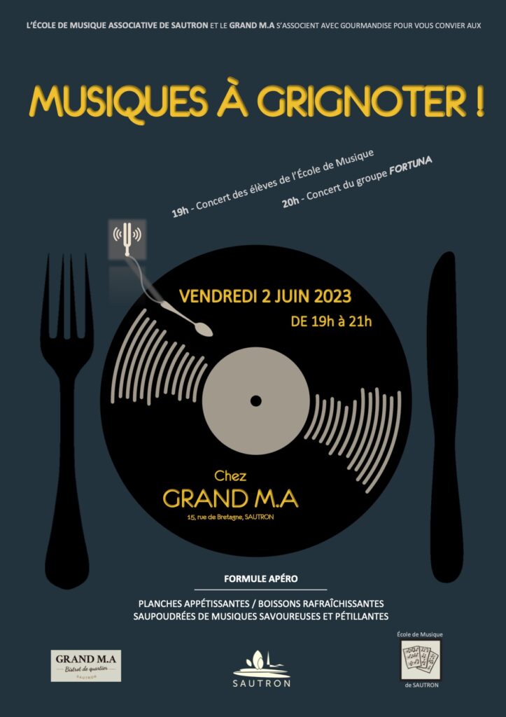 Affiche de l'événement Musiques à grignoter, le 02/06/2023 chez Grand MA