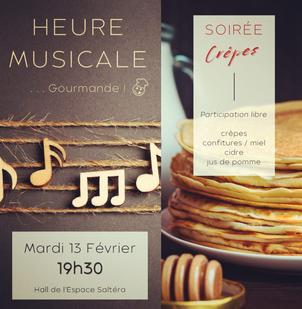 affiche de l'audition du 13/02/2024, suivie d'une soirée crêpes