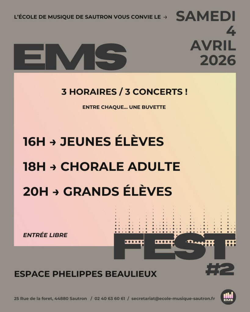 Affiche de la fête de l'école de musique de Sautron, le 04/04/2026 à partir de 16h