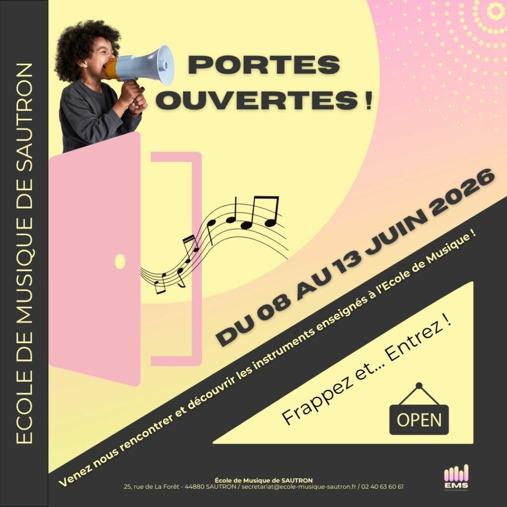 Annonce des portes ouvertes à l'école de musique, du 8 au 13 juin 2026