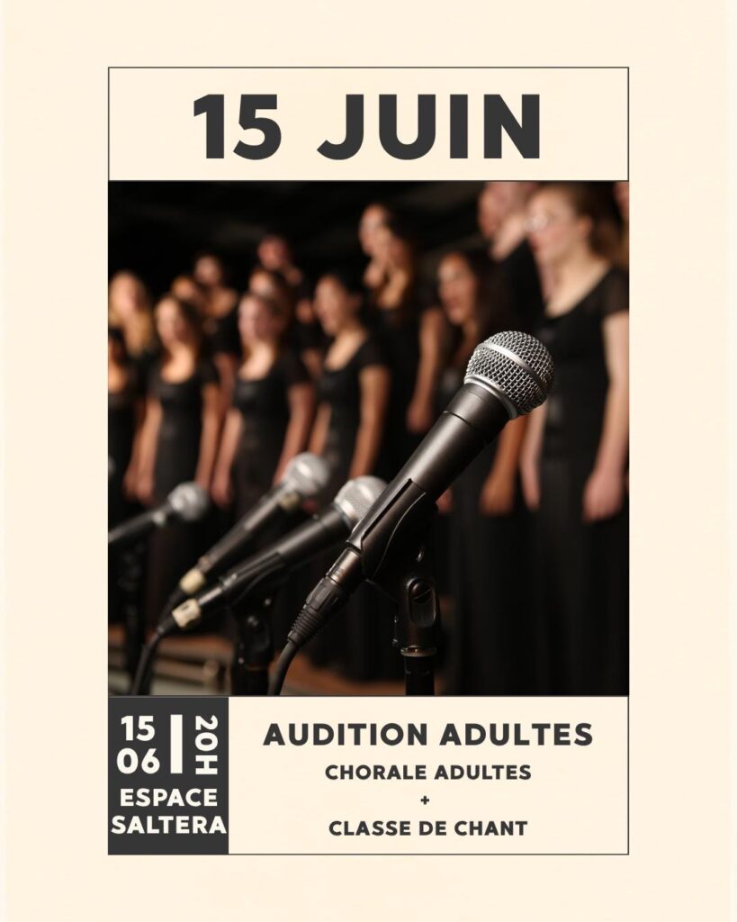 Estivales musicales : audition adultes le 15 juin 2026 à 20h, espace Saltera